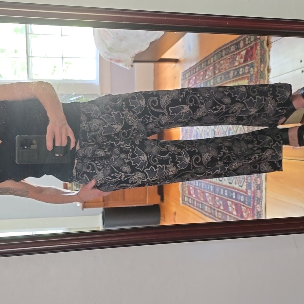 Sanctuary Navy Relaxed Rayon Pull On Tie Waist Pants Navy Floral With Pockets 28